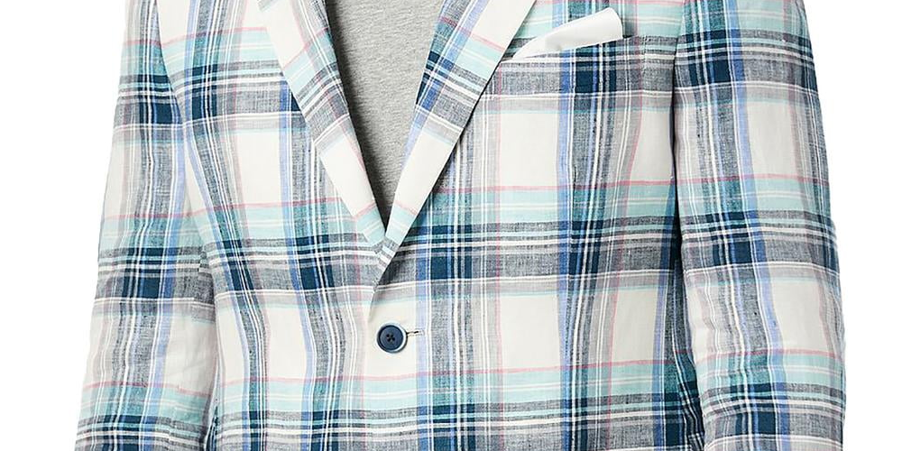 Blazer xadrez multicolorido masculino Tallia, tamanho 42, branco