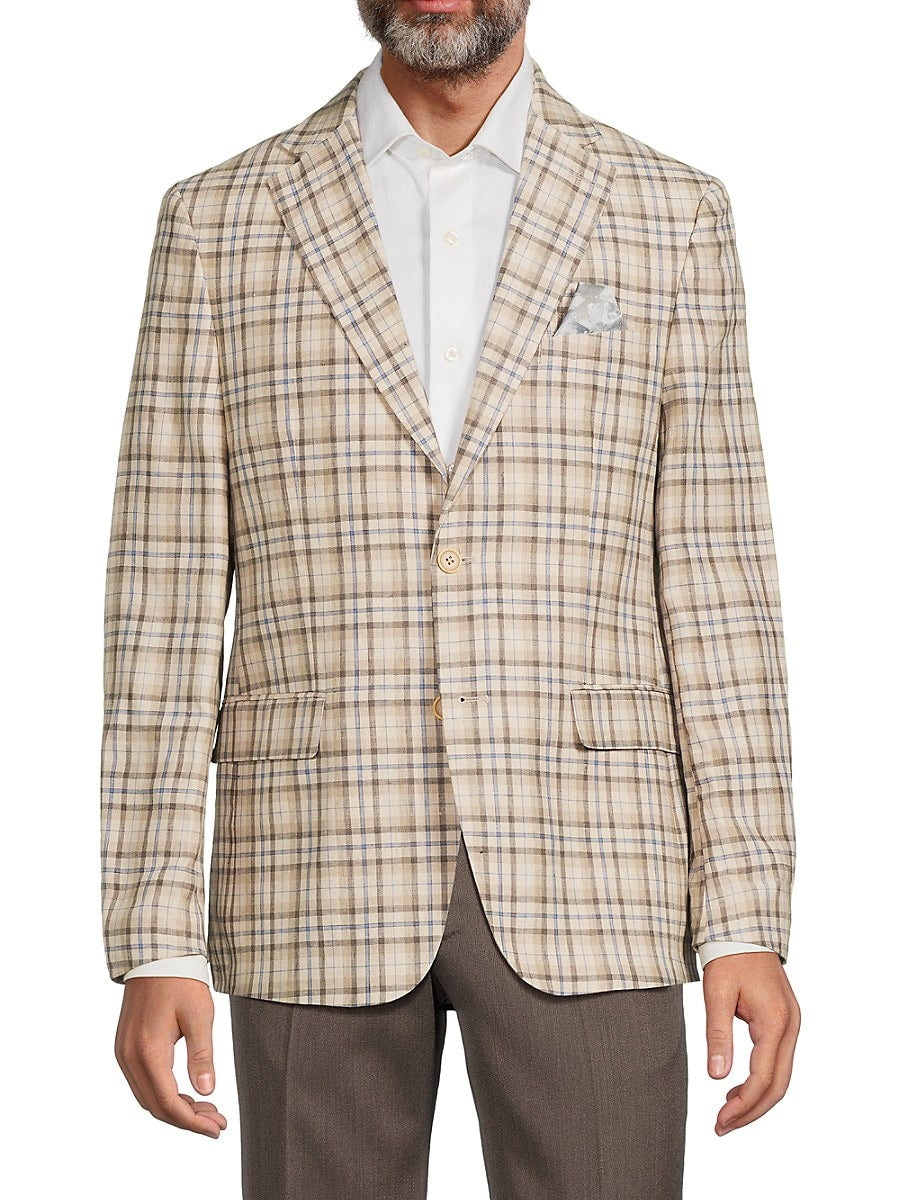 Blazer xadrez slim fit masculino Tallia marrom tamanho 40