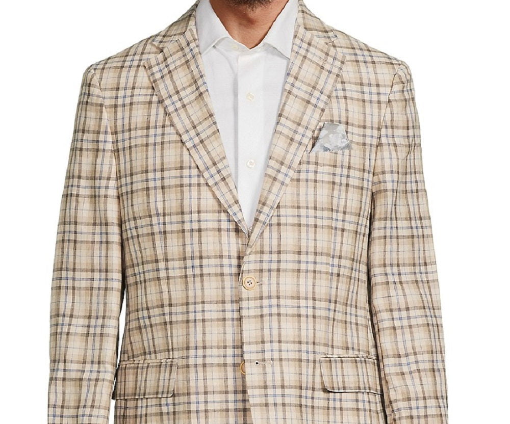 Blazer xadrez slim fit masculino Tallia marrom tamanho 40