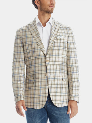 Blazer masculino Tallia xadrez de linho marrom tamanho 44