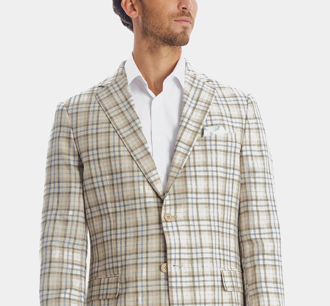 Blazer masculino Tallia xadrez de linho marrom tamanho 44