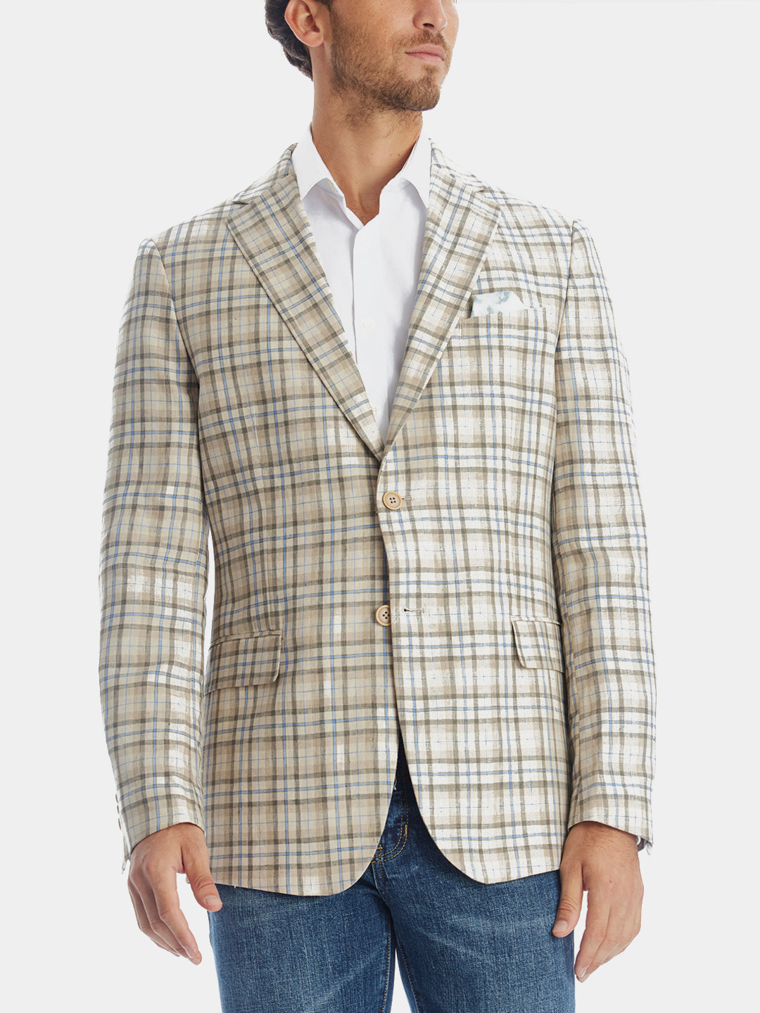 Blazer xadrez slim fit masculino Tallia marrom tamanho 46