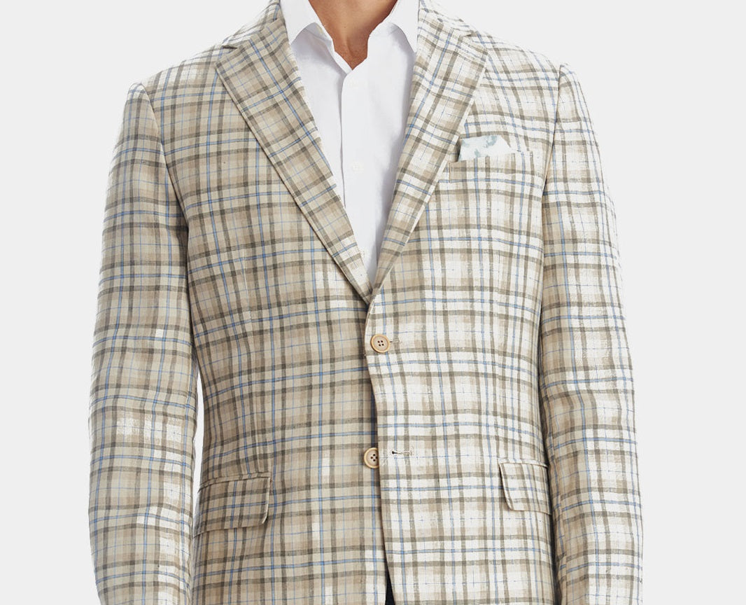 Blazer xadrez slim fit masculino Tallia marrom tamanho 46