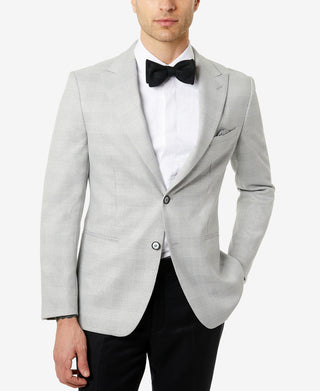 Jaqueta Masculina Slim Fit Xadrez Metálico Creme Cinza Tamanho 38