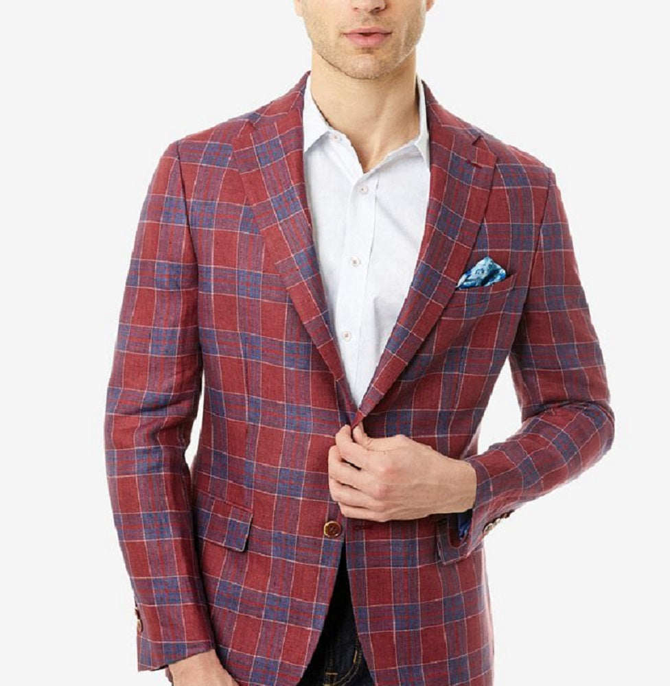 Blazer xadrez slim fit masculino Tallia vermelho tamanho 38