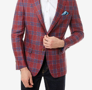 Blazer xadrez slim fit masculino Tallia vermelho tamanho 38