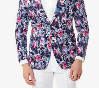 Blazer masculino Tallia Slim Fit Floral Azul Tamanho 40