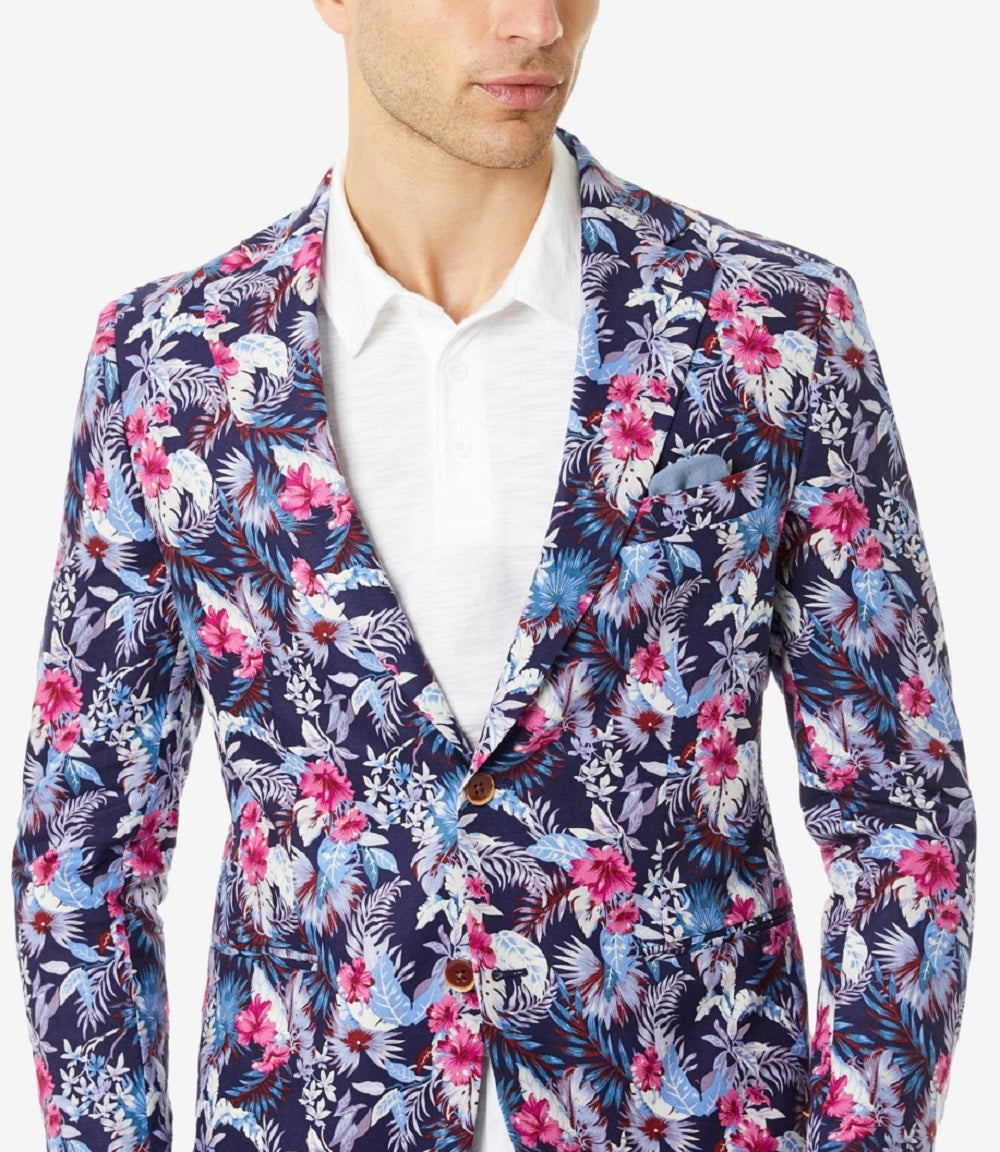 Blazer masculino Tallia Slim Fit Floral Azul Tamanho 46