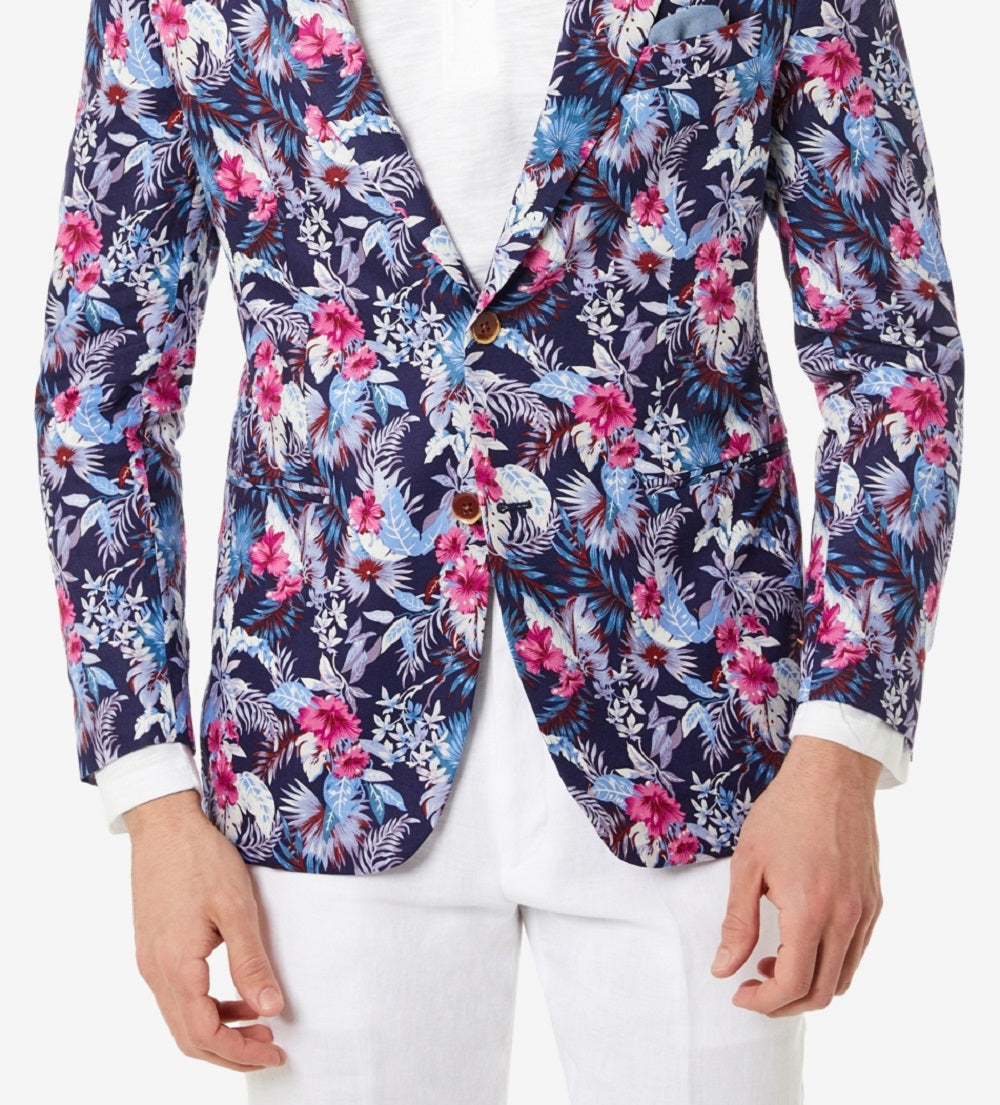 Blazer masculino Tallia Slim Fit Floral Azul Tamanho 46