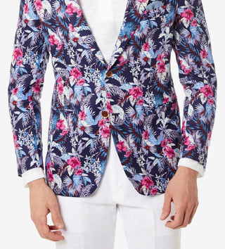 Blazer masculino Tallia Slim Fit Floral Azul Tamanho 46