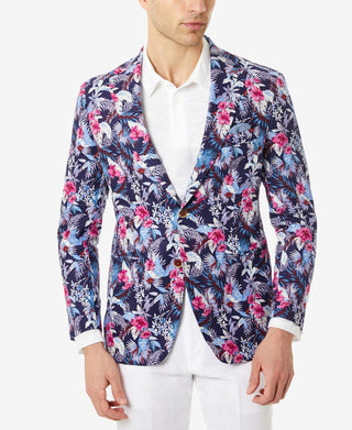 Blazer masculino Tallia Slim Fit Floral Azul Tamanho 46
