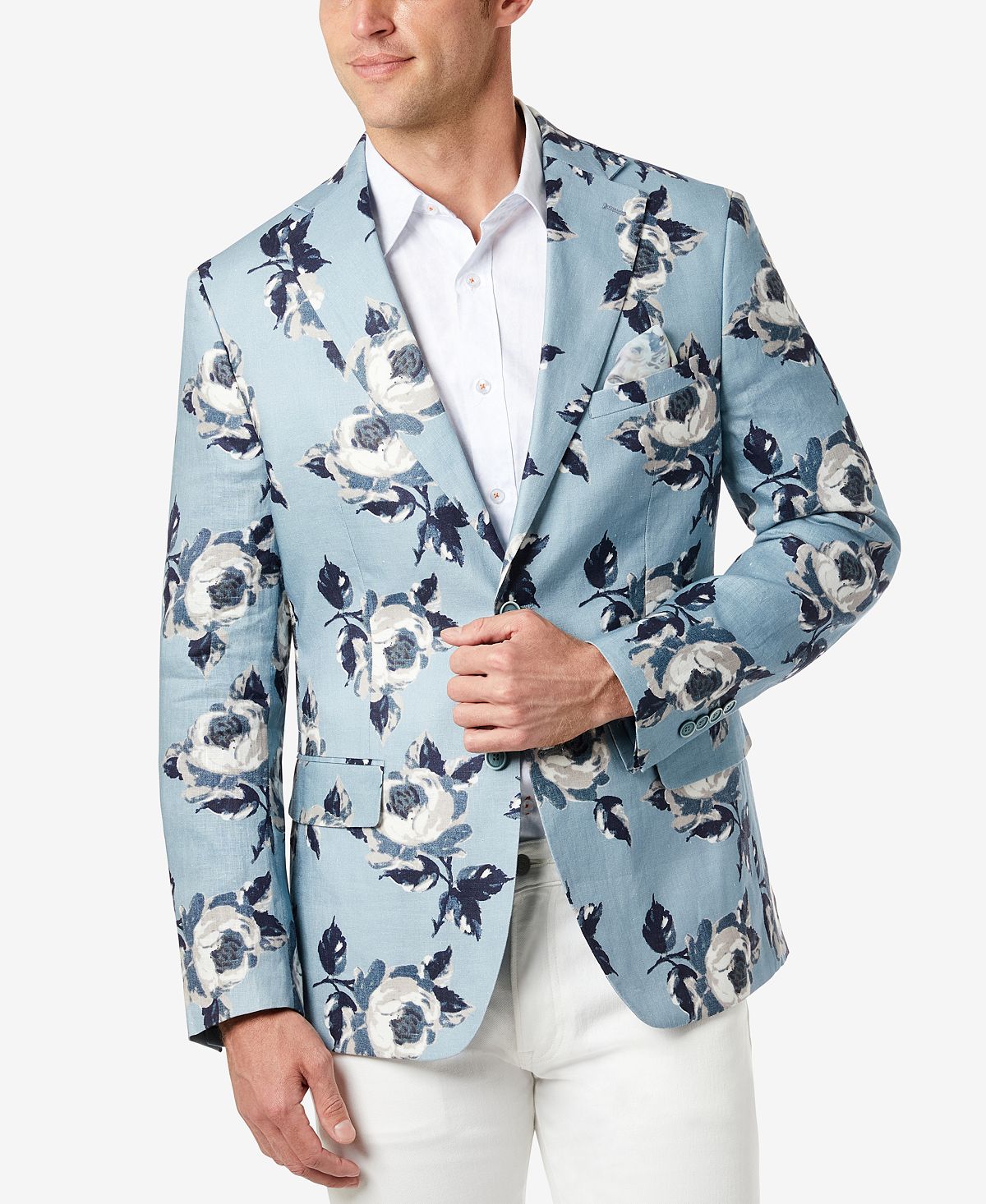 Blazer masculino Tallia Slim Fit azul floral tamanho 42