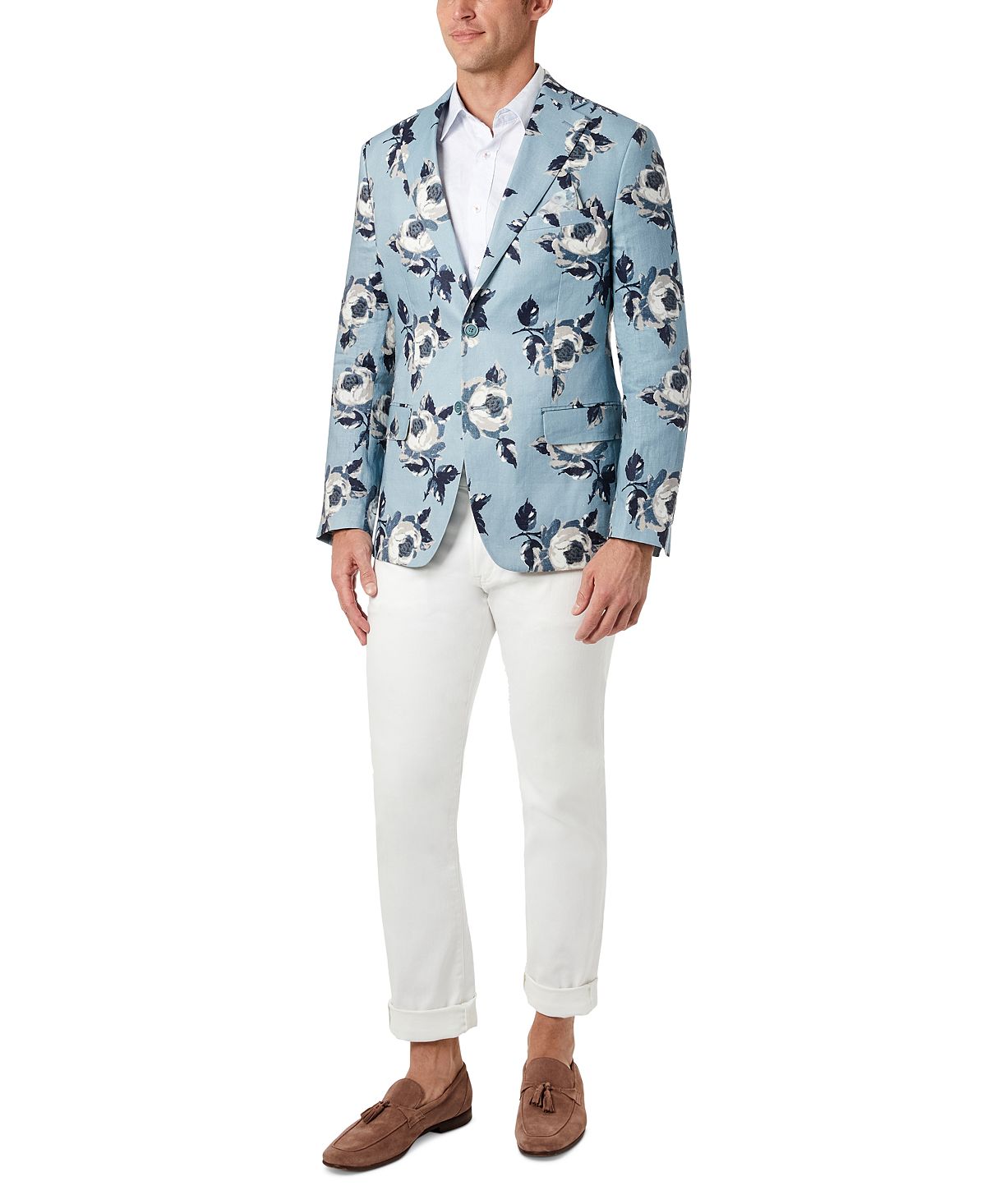 Blazer masculino Tallia Slim Fit azul floral tamanho 42