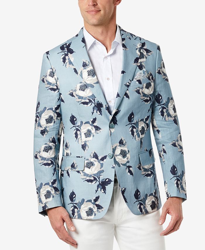 Blazer masculino Tallia Slim Fit Floral Azul Tamanho 44