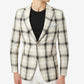 Blazer masculino Tallia Slim Fit em linho xadrez creme e preto, tamanho 44