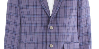 Blazer masculino Tallia Verdello de linho xadrez com dois botões, roxo, tamanho 40