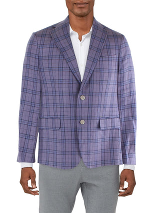Blazer masculino Tallia Verdello de linho xadrez com dois botões, roxo, tamanho 40