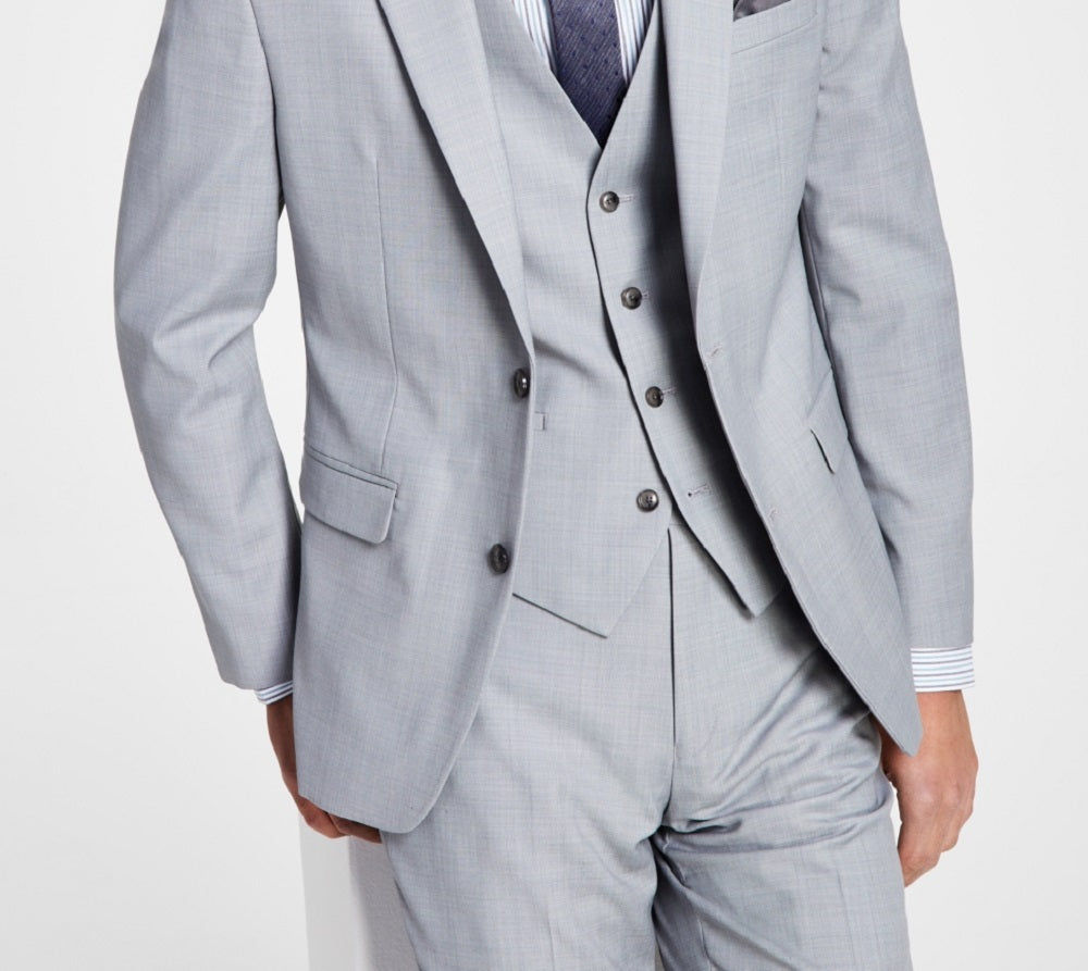 Jaqueta de lã de pele de tubarão masculina Bar III Slim Fit cinza tamanho 46