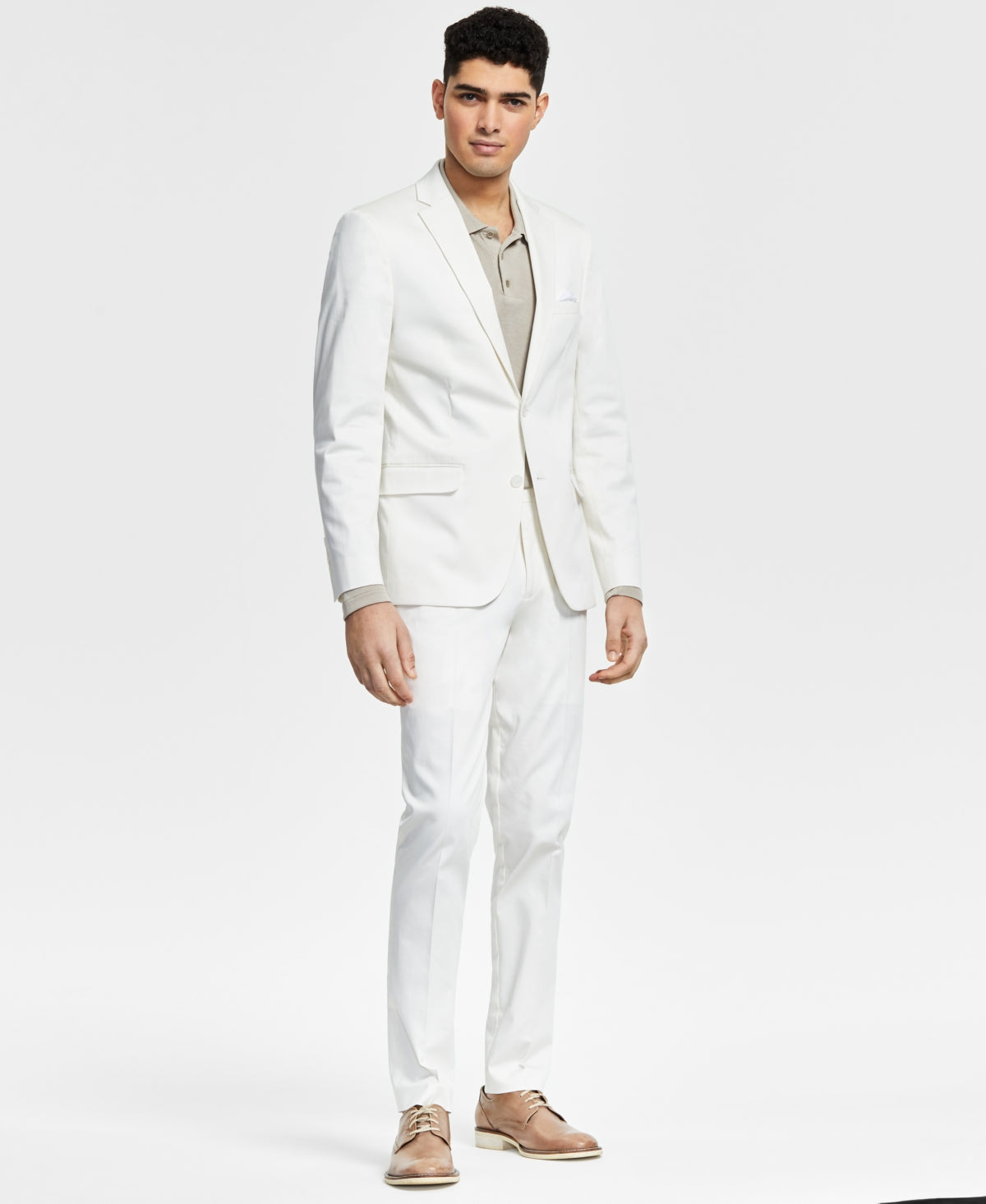 Bar III Jaqueta Masculina Slim Fit Stretch Solid Branca Tamanho 44