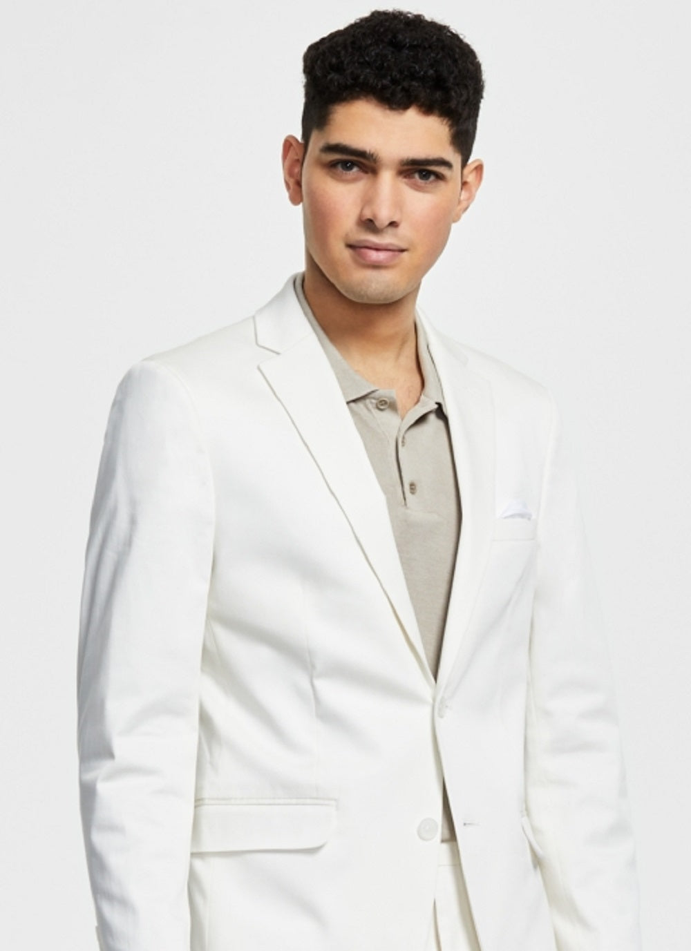 Bar III Jaqueta Masculina Slim Fit Stretch Solid Branca Tamanho 44