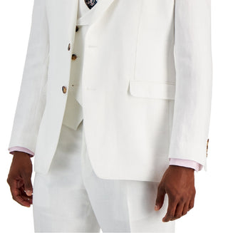 Tayion Collection Paletó Masculino Clássico com Corte Sólido Branco Tamanho 46