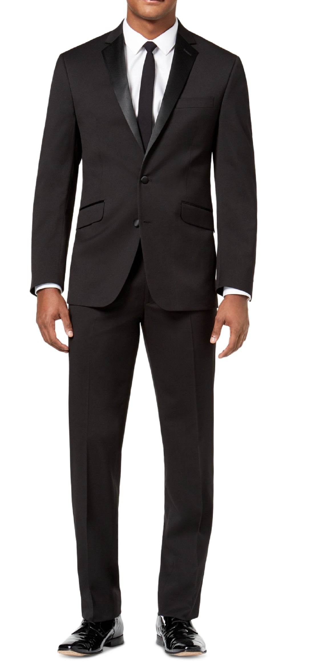 Terno smoking Kenneth Cole Reaction Slim Fit Ready Flex masculino, preto, tamanho 36
