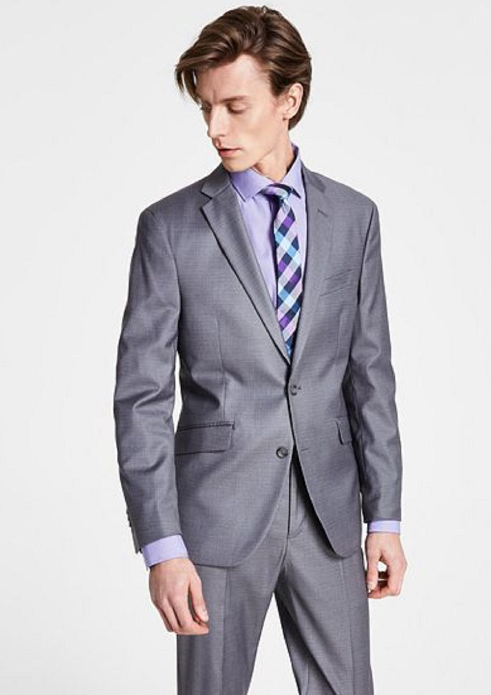 Terno Kenneth Cole Reaction Ready Flex Slim Fit Masculino Cinza Tamanho 42