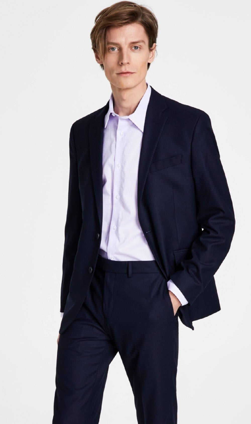 Terno Kenneth Cole Reaction Ready Flex Slim Fit Masculino Azul Tamanho 44