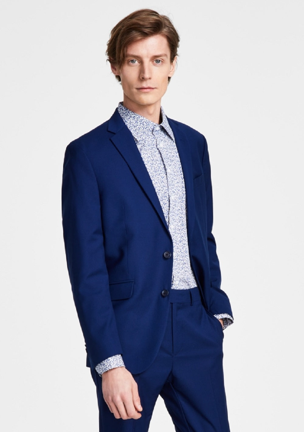 Terno Kenneth Cole Reaction Ready Flex Slim Fit Masculino Azul Tamanho 38