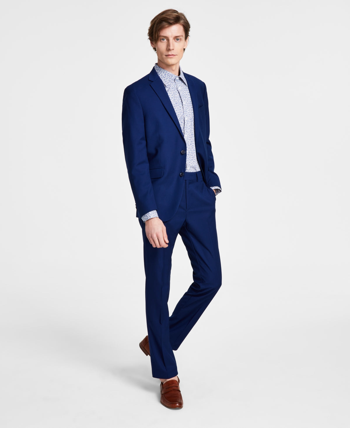 Terno Kenneth Cole Reaction Ready Flex Slim Fit Masculino Azul Tamanho 38