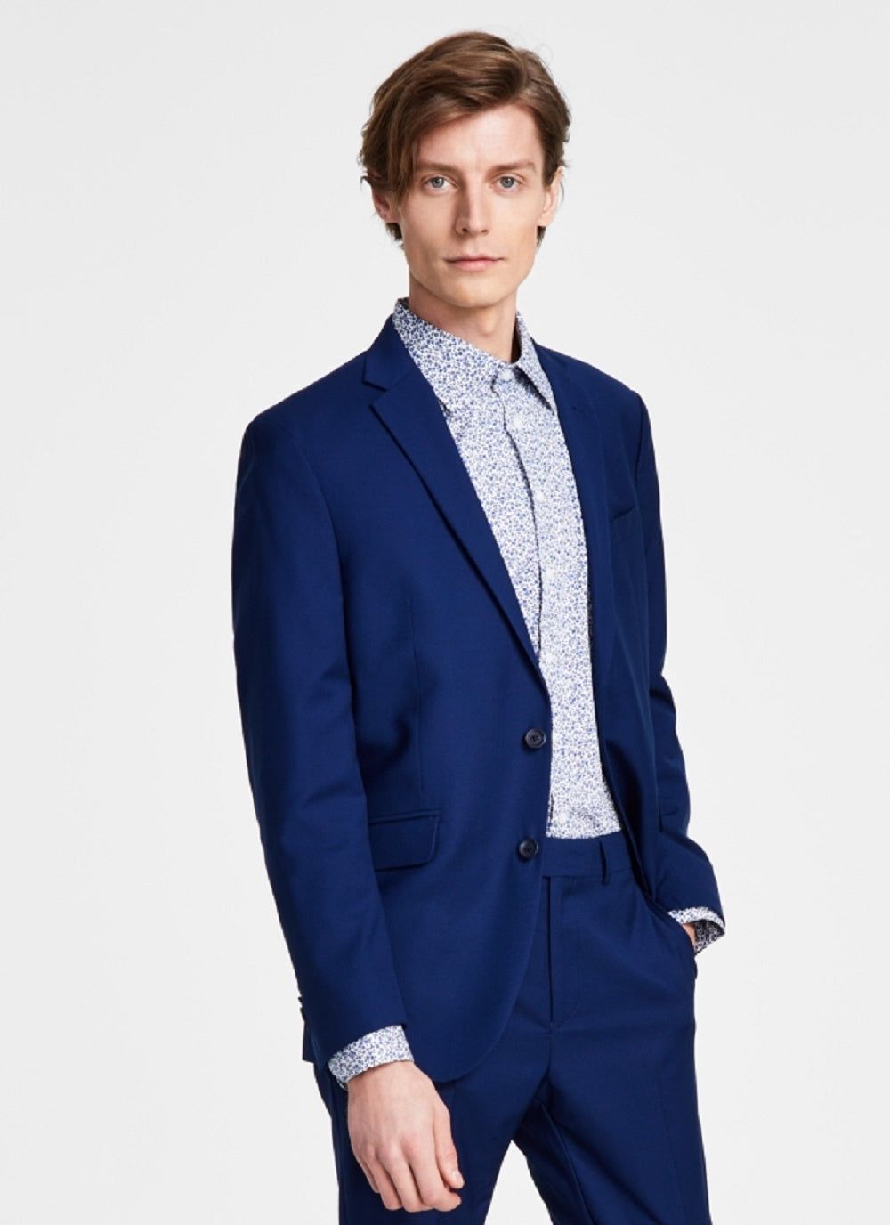 Terno Kenneth Cole Reaction Ready Flex Slim Fit Masculino Azul Tamanho 42