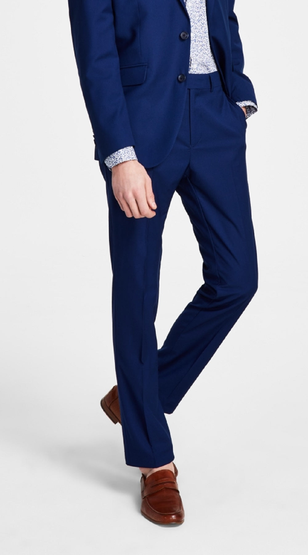 Terno Kenneth Cole Reaction Ready Flex Slim Fit Masculino Azul Tamanho 42