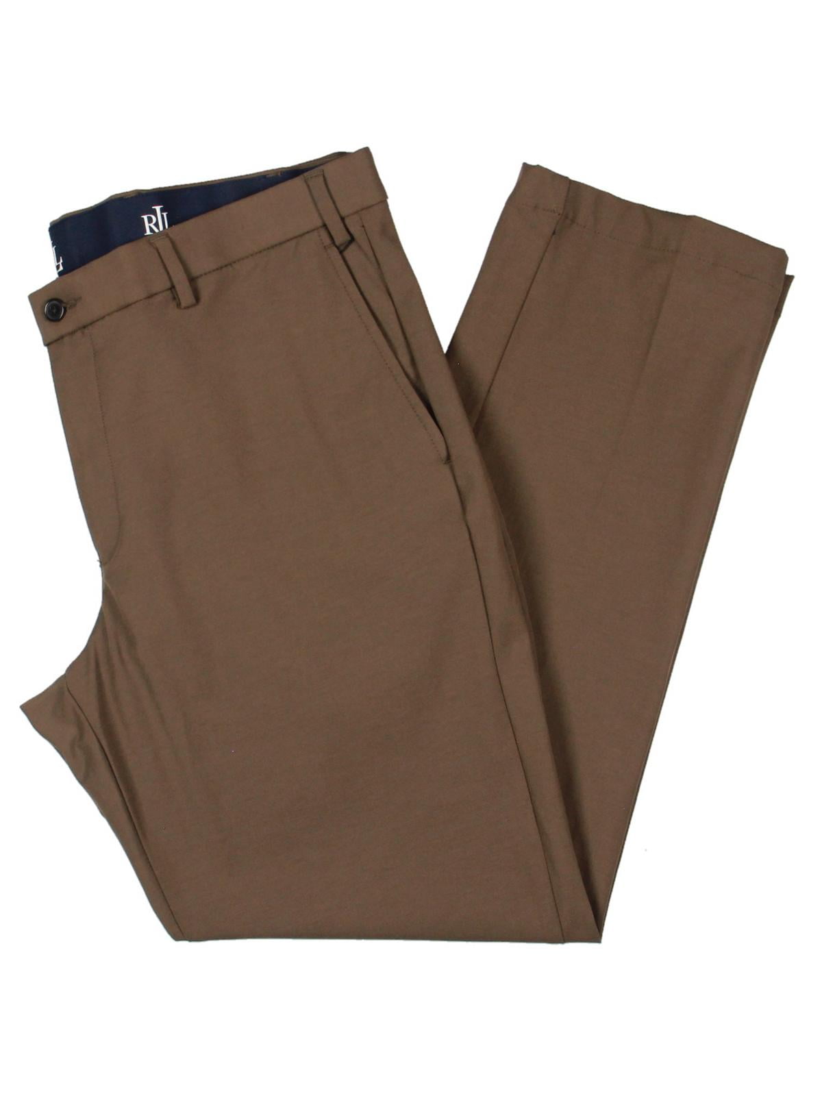 Calça social masculina Ralph Lauren Classic Fit de algodão elástico, tamanho 34x32, marrom