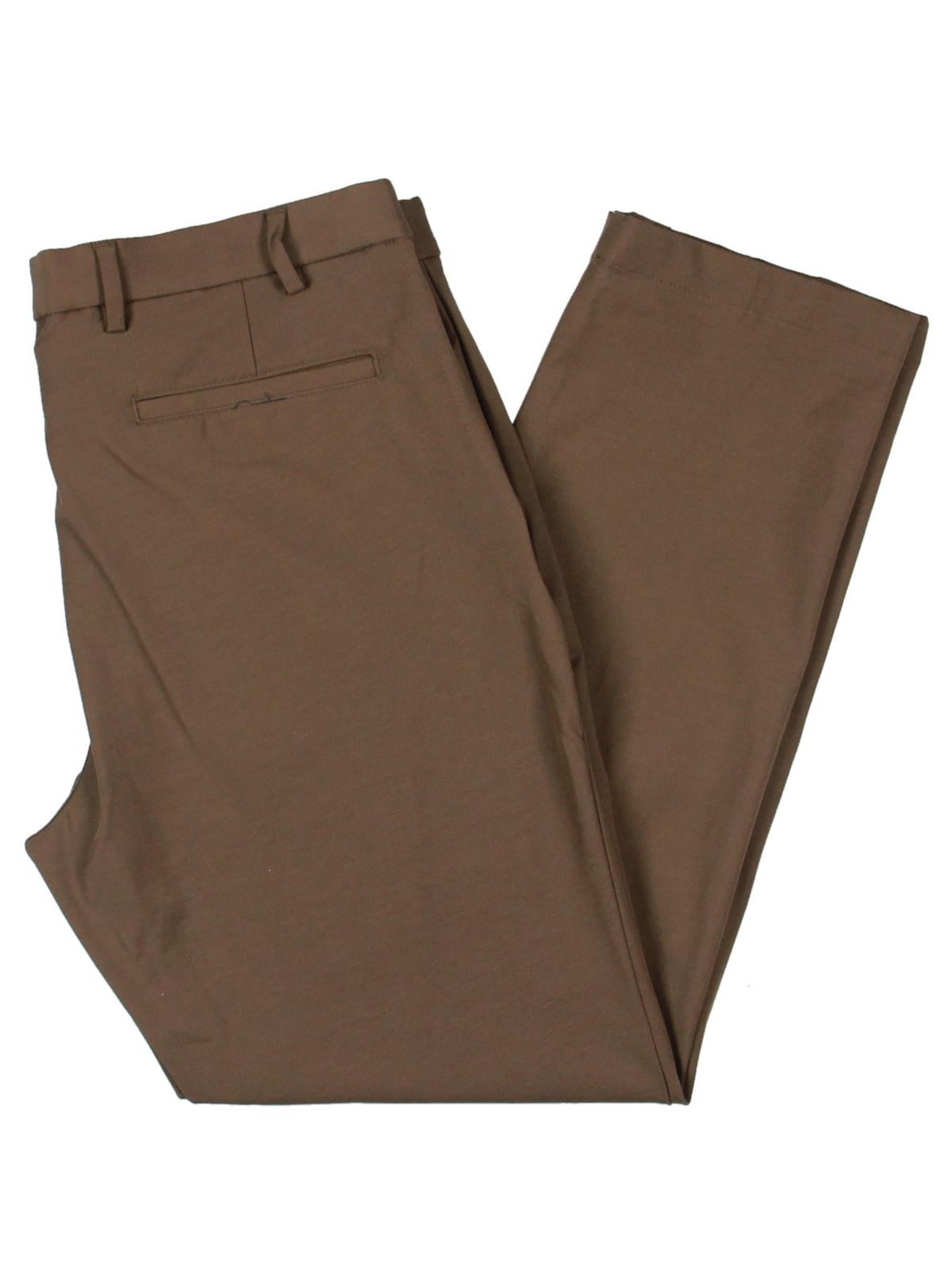 Calça social masculina Ralph Lauren Classic Fit de algodão elástico, tamanho 34x32, marrom