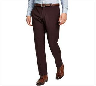 Calça social masculina Ralph Lauren Classic Fit de algodão elástico, vinho tinto, tamanho 33x32