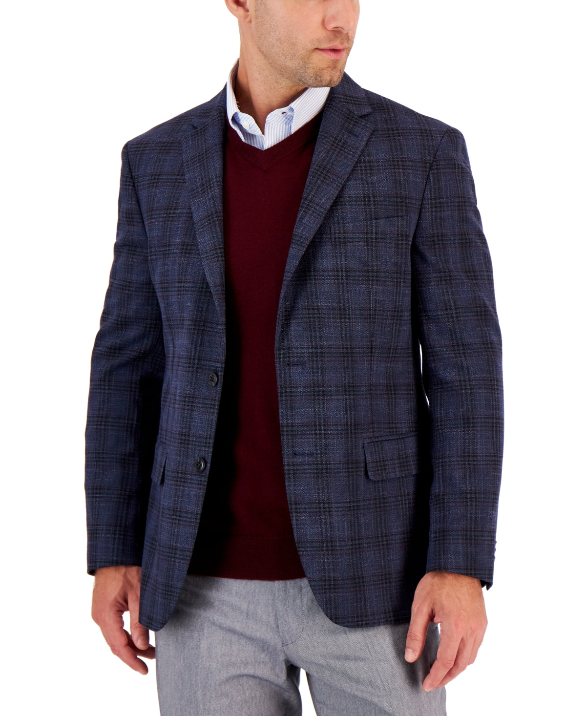 Tommy Hilfiger Casaco esportivo masculino Modern Fit Check azul tamanho 42