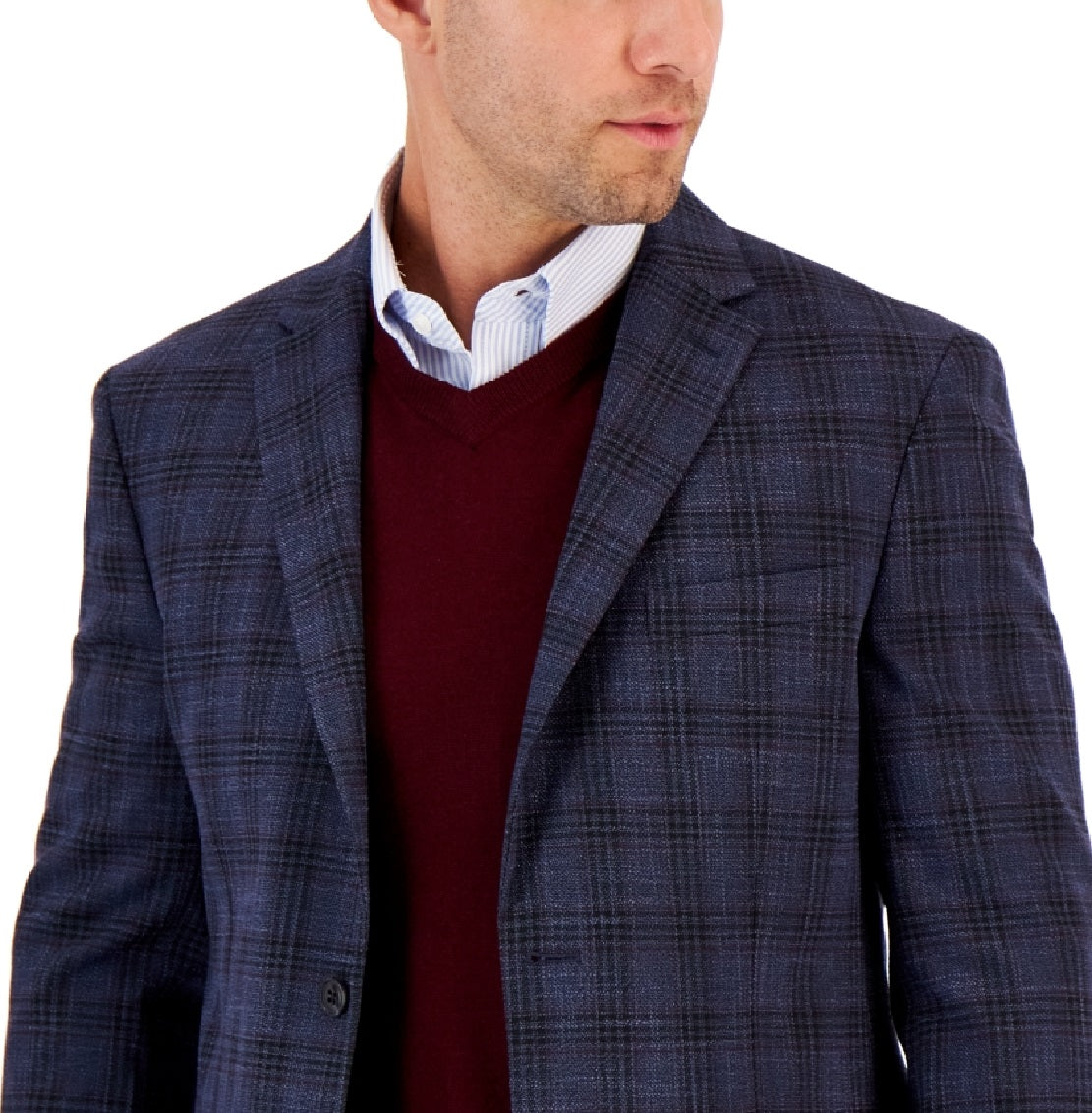 Tommy Hilfiger Casaco esportivo masculino Modern Fit Check azul tamanho 42