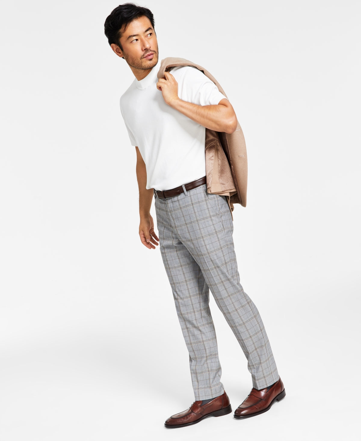 Calça Tommy Hilfiger Masculina Modern Fit Th Flex Stretch Estampada Cinza Tamanho 38X30