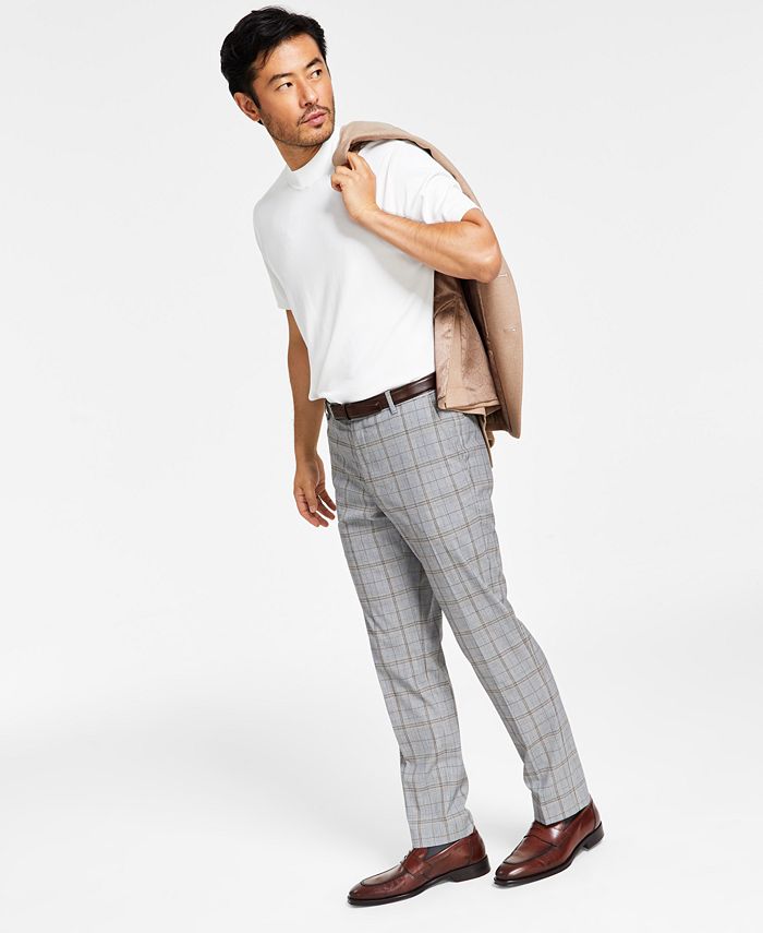 Calça Tommy Hilfiger Masculina Modern-Fit Th Flex Stretch Estampada Cinza Tamanho 33X30