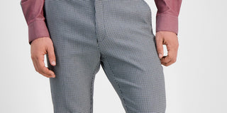 Calça de performance Tommy Hilfiger masculina Modern Fit Th Flex Stretch com padrão azul/branco, tamanho 36x30