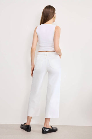 Good American - Calça Jeans Palazzo Cropped com Cintura Boa