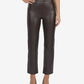 Calça reta feminina Laundry By Shelli Segal em couro sintético, marrom, tamanho X-S