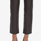 Calça reta feminina Laundry By Shelli Segal em couro sintético, marrom, tamanho X-S