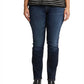 Calça jeans reta feminina Suki cintura média, azul, tamanho 20W, da Silver Jeans Co.
