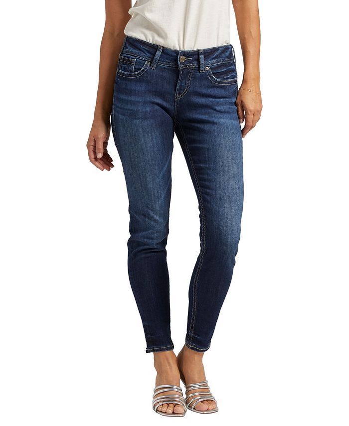 Calça jeans skinny feminina Suki Distressed da Silver Jeans Co., azul, tamanho 29x31