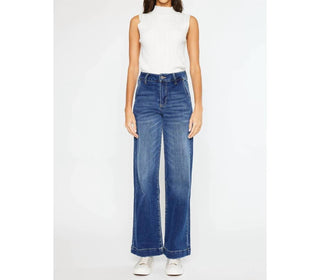 Kancan - Calça jeans de cintura alta e perna larga