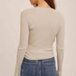 Hem & Thread - Asymmetrical Pleat Ribbed V Neck Top