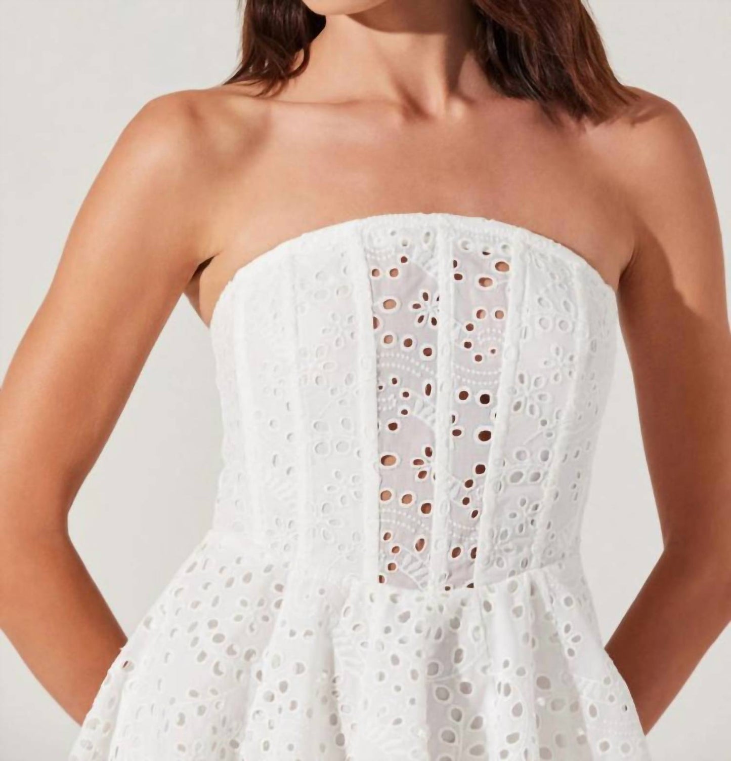 Astr - Deasia Strapless Eyelet Mini Dress