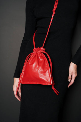 Lemiz - Bolsa feminina mini Bowie com cordão e tiracolo de couro