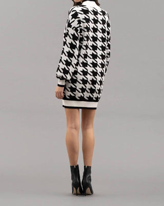 Blu Pepper - Mockneck Houndstooth Sweater Dress
